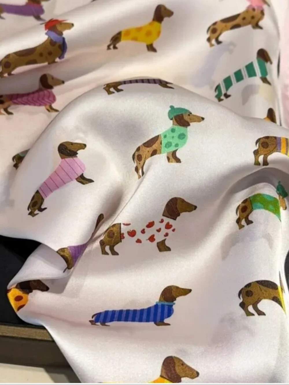 Silk-feel Dachshund Print Pet Bandana Scarf -  Multicolor Dogs Head& Neck Scarf